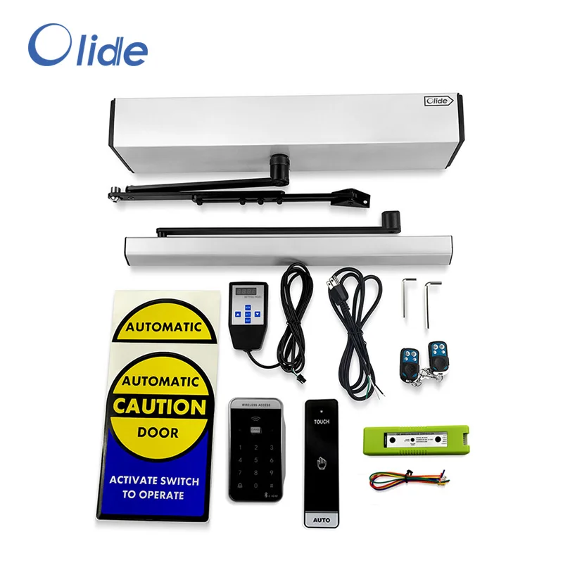 

Olide DSW120 Swing Door Closer Electric with Wireless Long Distance Workable Area Access Keypad and Wireless Long Push Panels