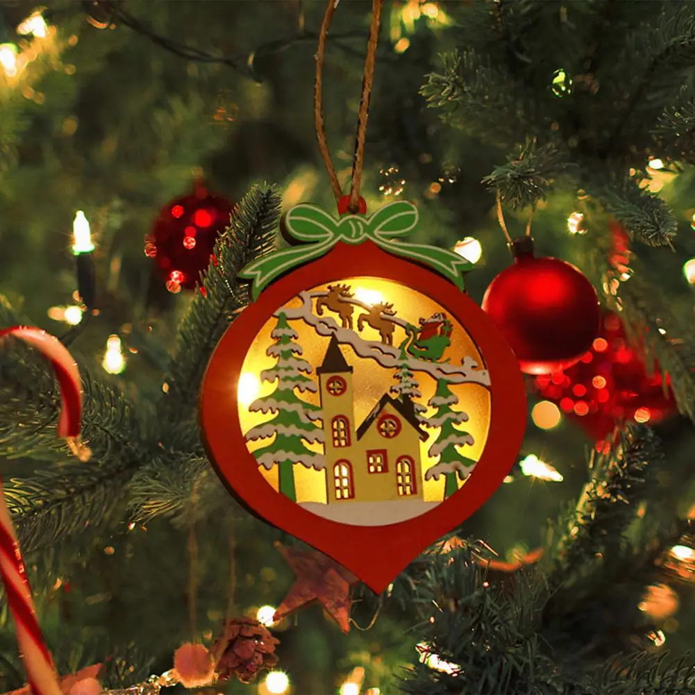 Рождественские елочные украшения 4 шт. светящиеся рождественские деревянные