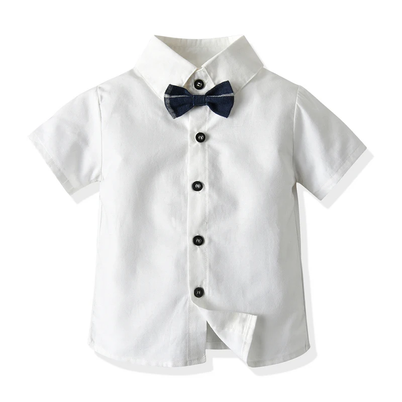 top and Toddler Boys Summer Outfits Short Sleeve Bowtie Shirts Tops+Overalls 2PCS Suit Kids Little Boy Gentleman Clothes Set |