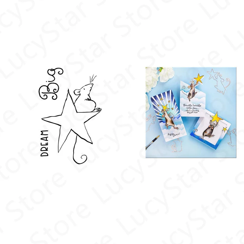 

2021 New Animal Mouse Star Pattern Metal Cutting Dies and Clear Stamps Sets For DIY Craft Making Word Greeting Card Scrapbooking