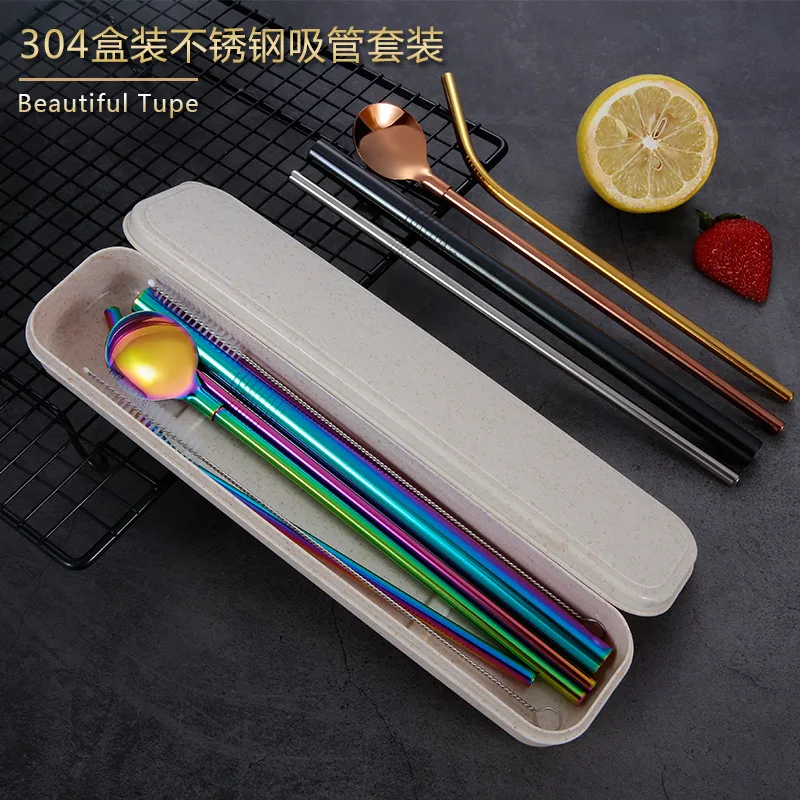 Высокое качество нержавеющей стали соломы набор портативный Открытый Кемпинг