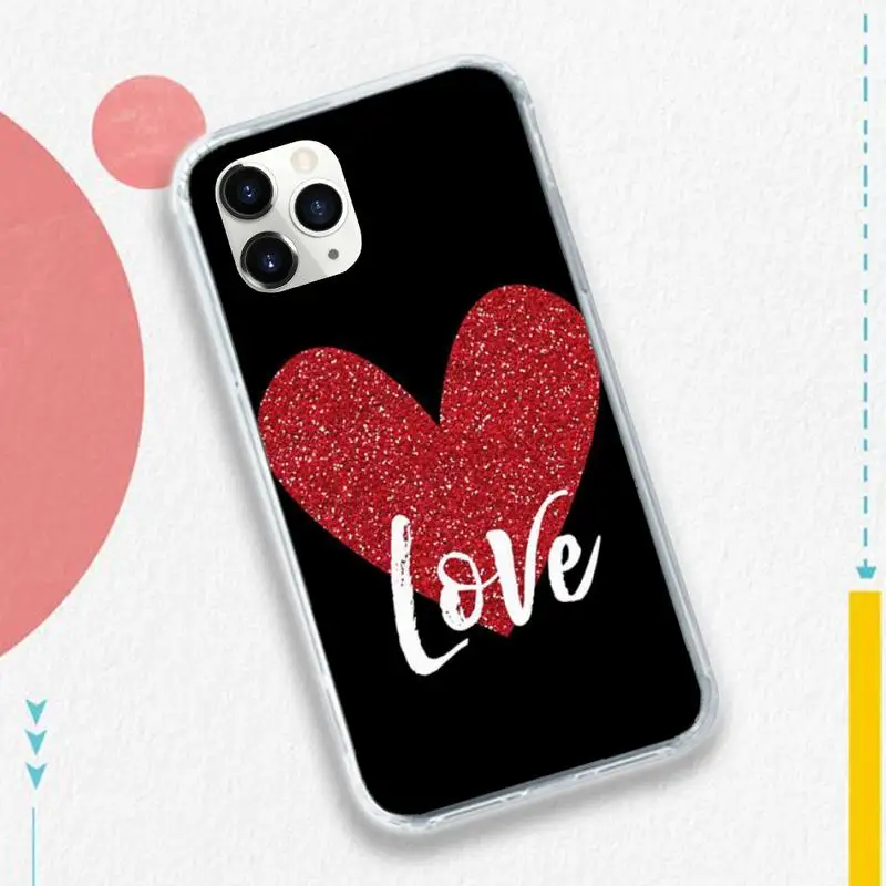 

I Love you Pink red Love Heart art Phone Case for iPhone 11 12 pro XS MAX 8 7 6 6S Plus X 5S SE 2020 XR