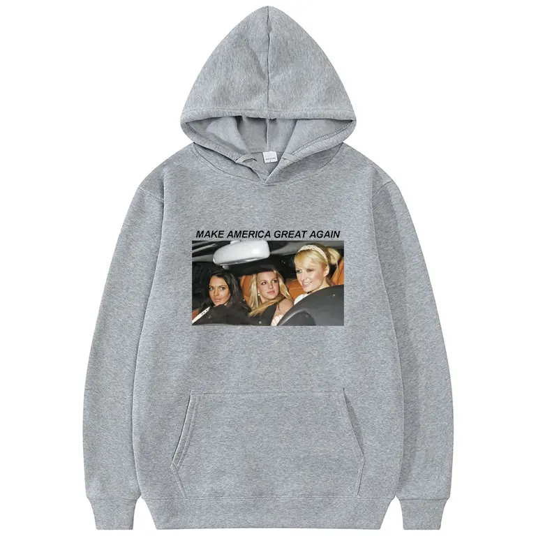 

Britney Pattern Hoodie Make America Great Again Letter Print Hooded Fleece Cotton Sweatshirt Men's Fashion Coat Women Streetwear