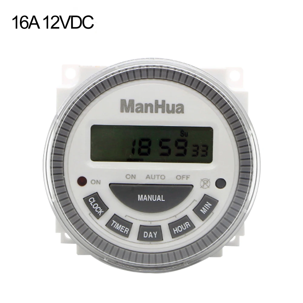 16A 12VDC ManHua многоцелевой MT619 12VDC/220VAC цифровой таймер с водонепроницаемой крышкой, простая проводка, 7 дней программируемый переключатель времени - Цвет: 16A 12VDC