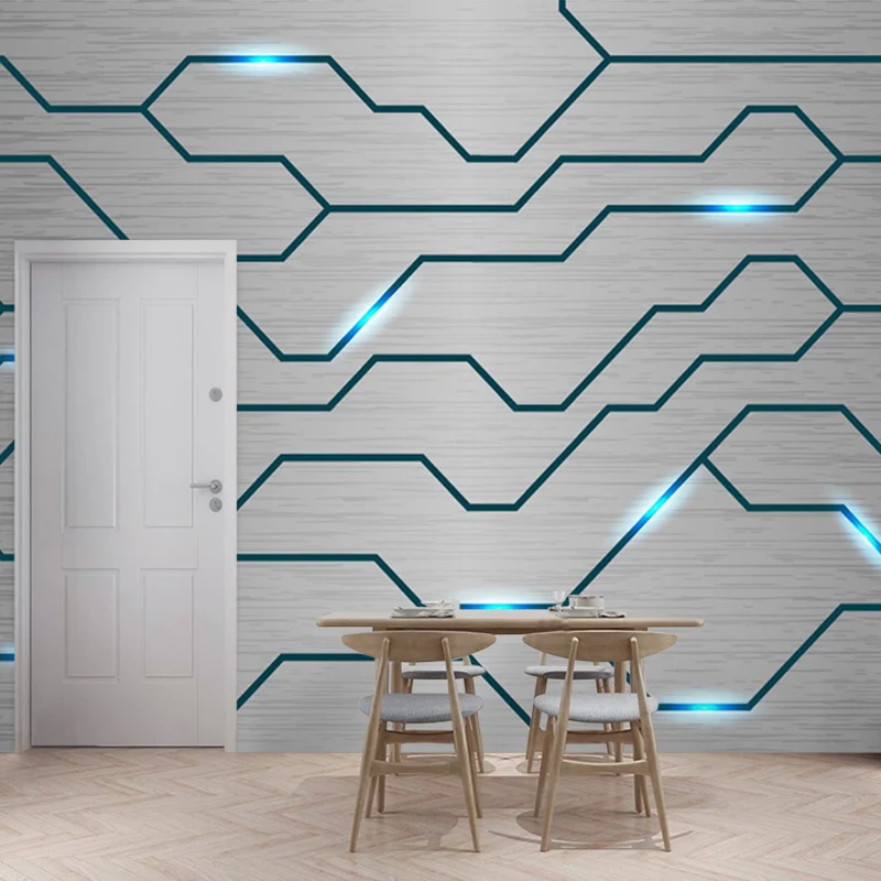 3D геометрические металлические линии росписи простой современный офис