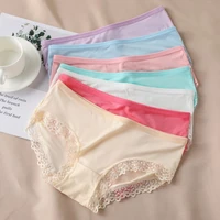 womens panties ladies sexy lace thong ice silk hollow temptation hot transparent mid waist underwear female solid color