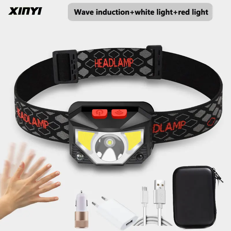 Мощный светодиодный налобный фонарь со встроенным аккумулятором и USB зарядкой