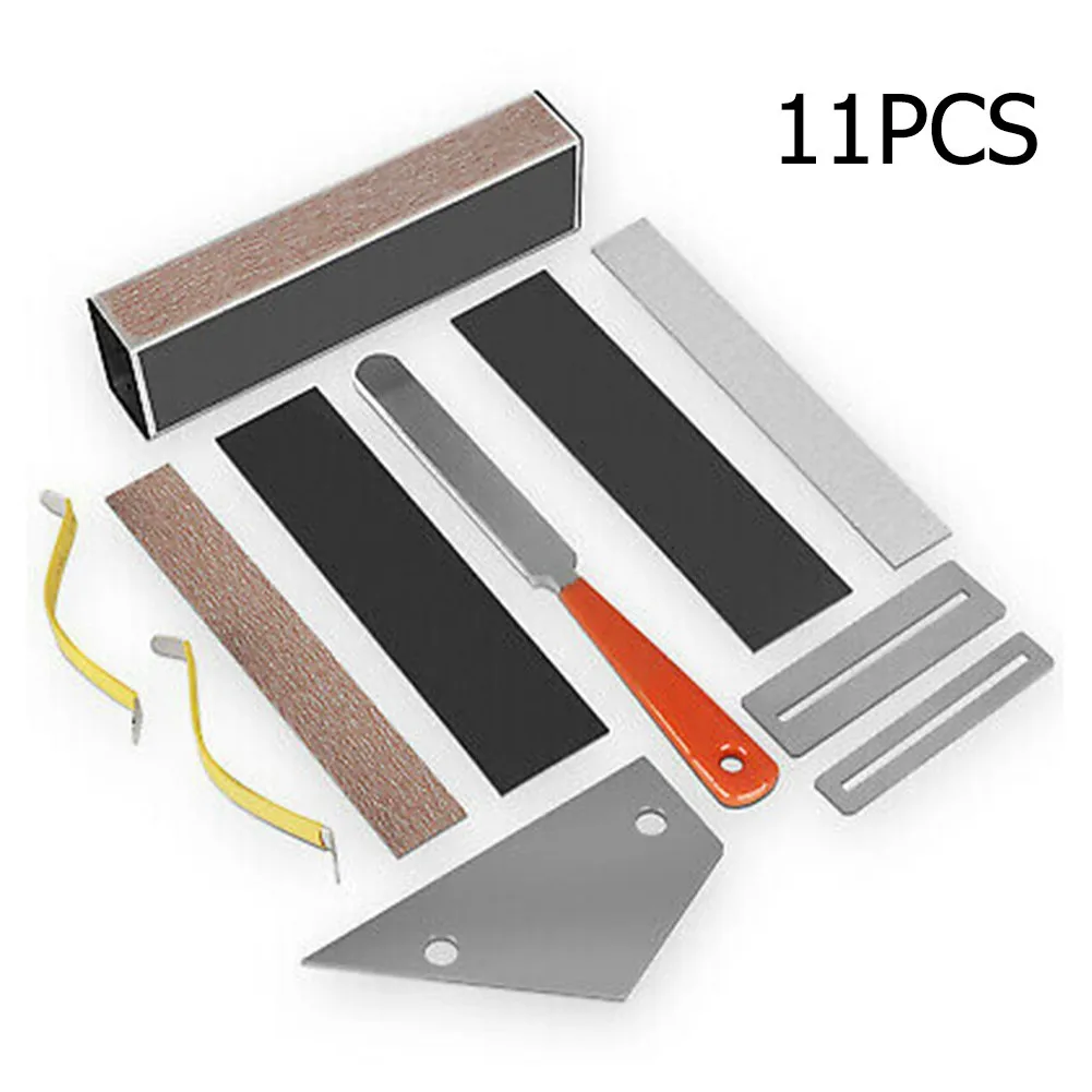 

11 Pcs Guitar Luthier Tool Set Fret Crowning File Guitar Filetring Action Ruler Gauge Feeler Rocker Fingerboard Guard String