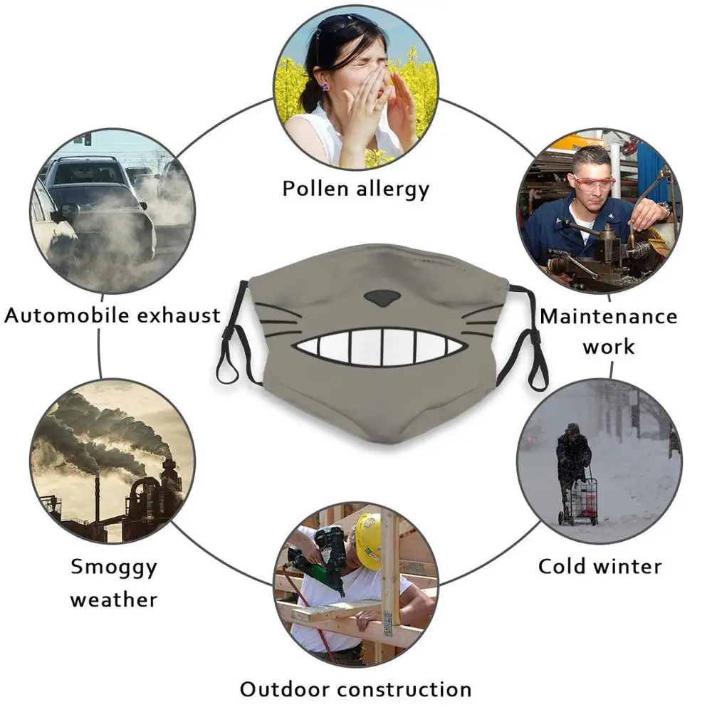 

Cute Kawaii Big Japanese Anime Tree Spirit Neighbor Face Facemask 3d Print Reusable Mouth Mask Washable Filter