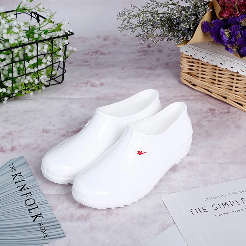 Женские резиновые сапоги средней высоты уличная нескользящая обувь белые галоши