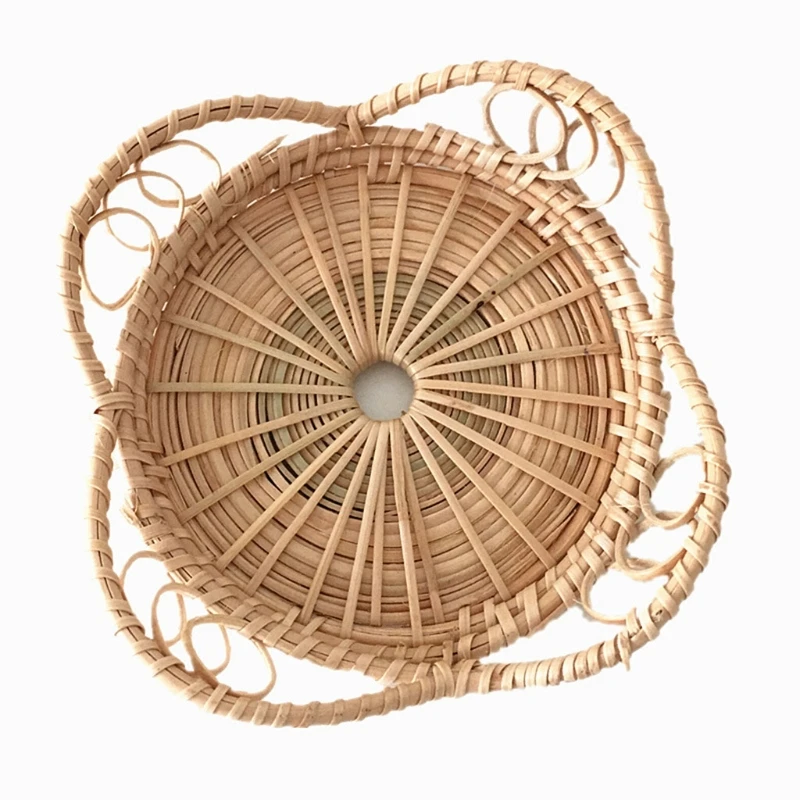 

Handwoven Round Natural Rattan Coaster Handmade Insulation Placemat Table Pad For Breakfast Drink Snack For Coffee Tea