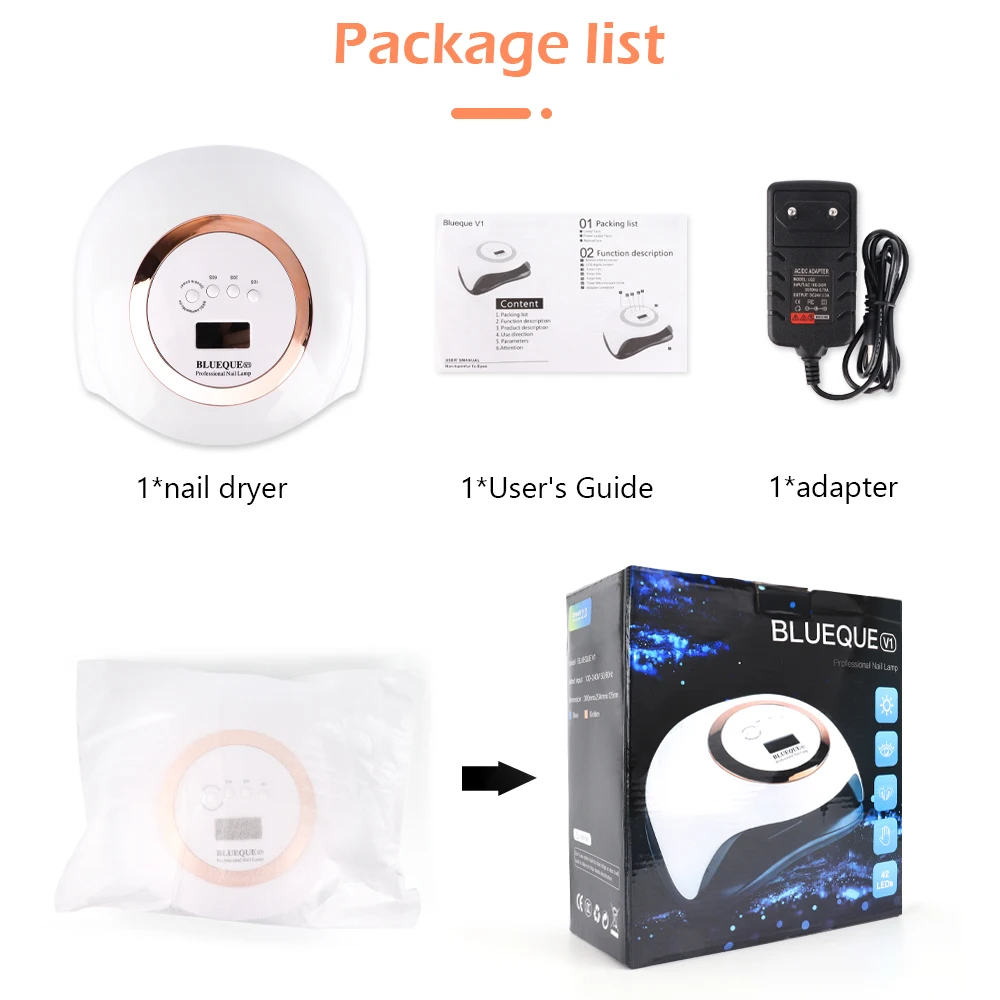 Мощная лампа для полировки ногтей Сушилка машина с двумя руками 42 Светодиодный