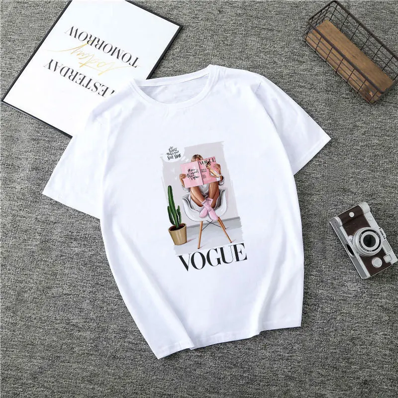 Poleras Mujer De Moda летняя футболка Женская Vogue с буквенным принтом Vogue Harajuku футболка плюс размер панк Футболка Camiseta Mujer - Цвет: 2072