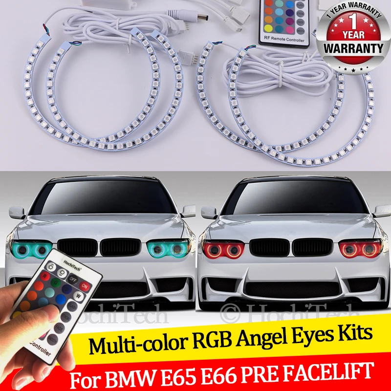 

For BMW E65 E66 PRE FACELIFT 745i 745Li 760Li 760i 2002-200516 colors RGB Angel Eyes LED Halo Rings RF Wireless Control DRL