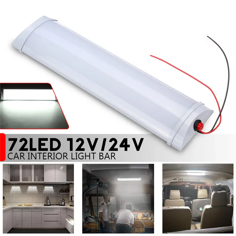 

72 LED 10W Car Interior Led Light Bar White Light Tube with Switch for Van Lorry Truck RV for Camper Boat Indoor ceiling light