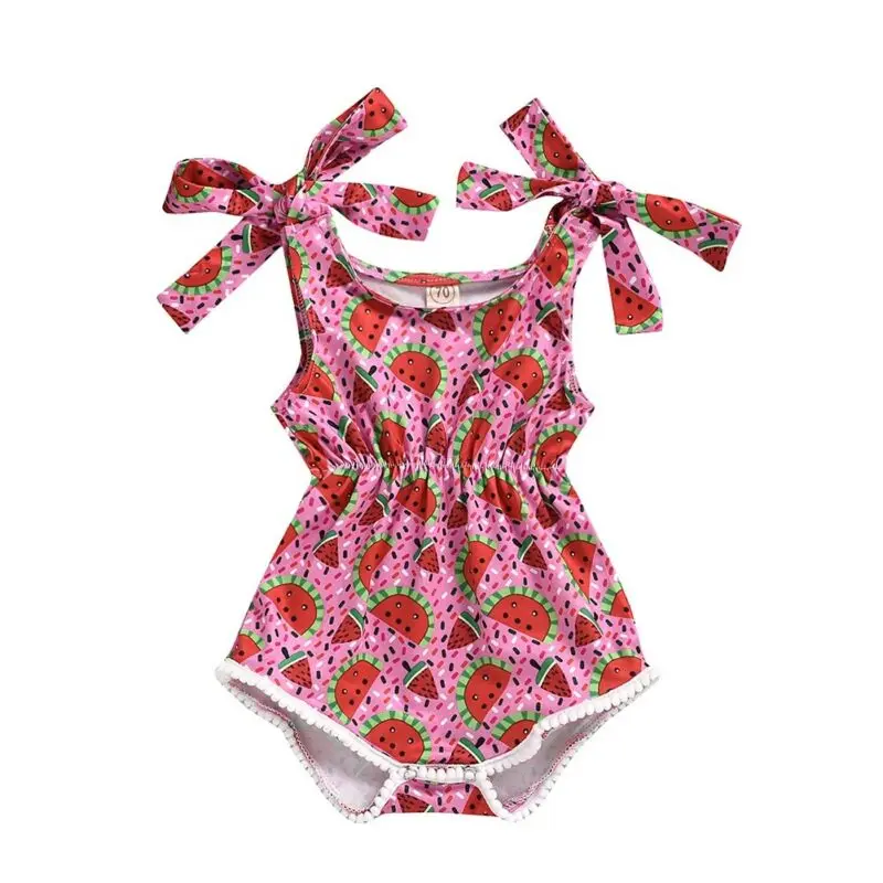 

Baby Girls Bodysuit Summer Newborn Baby Girl Sling Watermelon Bodysuit Jumpsuit Playsuit Sunsuit