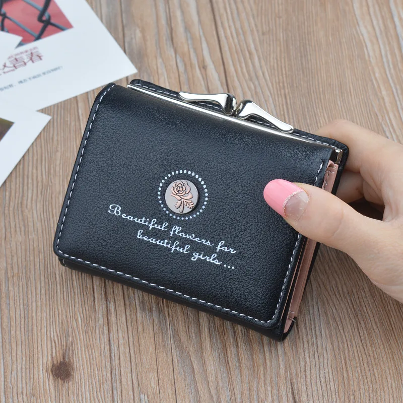 

Women Wallets Small Leather Ladies Card Holder Clutch Coin Porte Carte Automaticall Female Purse Money Mujer Billetera Feminina