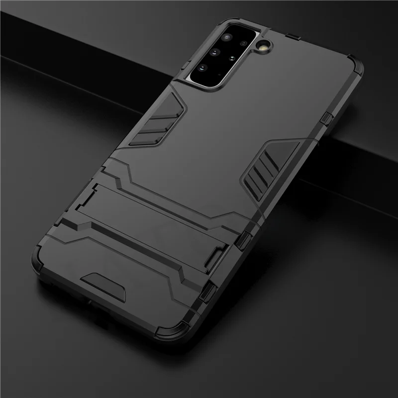 

For Samsung Galaxy S21 Plus 5G Case TPU Bumper Robot Holder Stand Shockproof Armor Phone Back Cover For Samsung S21 Plus 5G Case