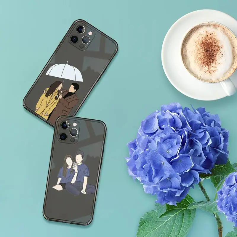 

Illustration art boy girl Phone Case For iPhone 13 12 11 8 7 se 2020 pro X XS XR MAX Plus Black Transparent Cover