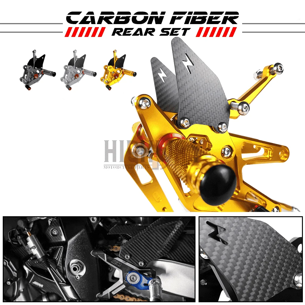 

Carbon Fiber & CNC Motorcycle Rear Set Footrest Pegs Rearset Accessories For YAMAHA YZF-R6 YZFR6 2003-2005