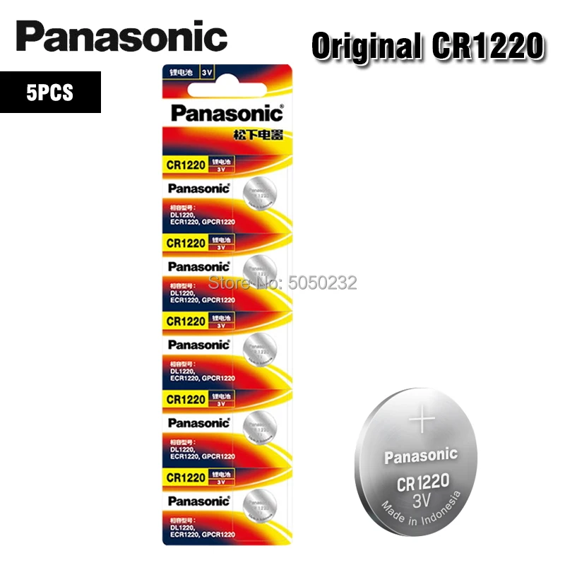 

5Pcs/lot PANASONIC CR1220 BR1220 DL1220 ECR1220 LM1220 3V Lithium Batteries Cell Button Coin Battery