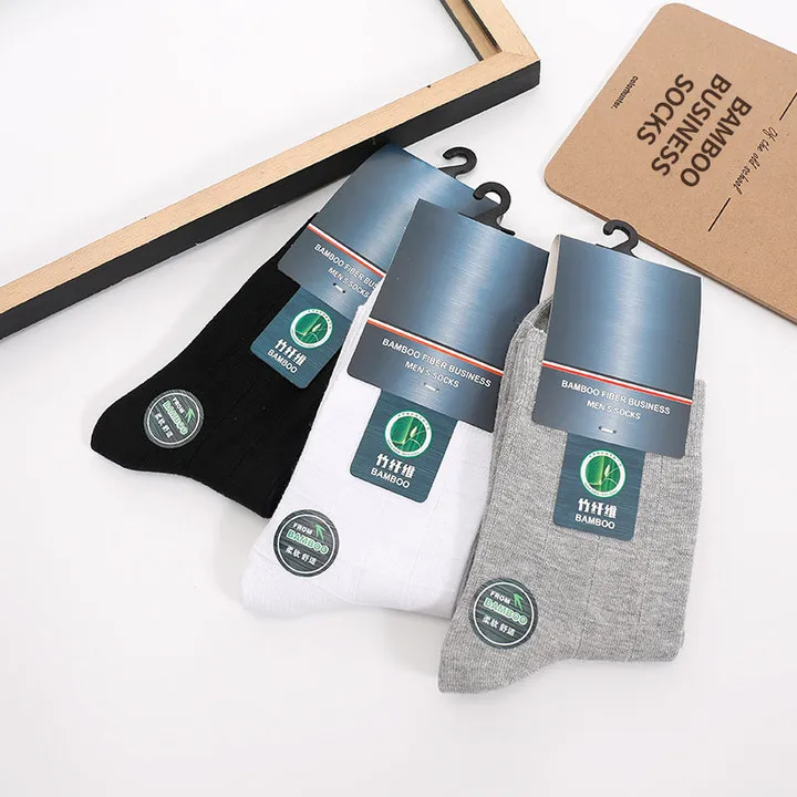 

5 Pairs Solid Color Wholesale Anti Bacteria Anti Odor Casual Business Bamboo Socks Men