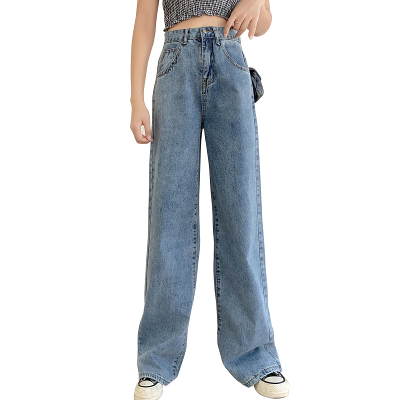 

Woman Jeans High Waist Clothes Wide Leg Denim Clothing Blue Streetwear Vintage Quality 2020 Fashion Harajuku Straight Pants