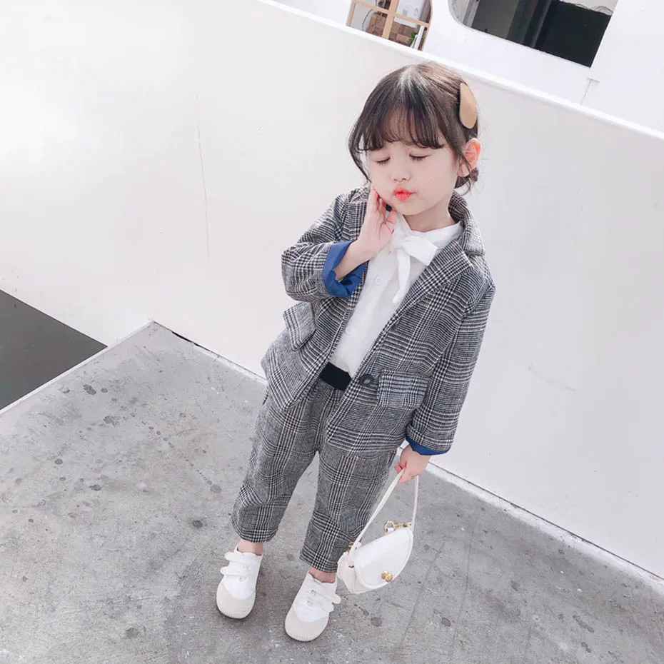 Для маленьких девочек Костюм для мальчиков Комплект одежды с узором в клетку