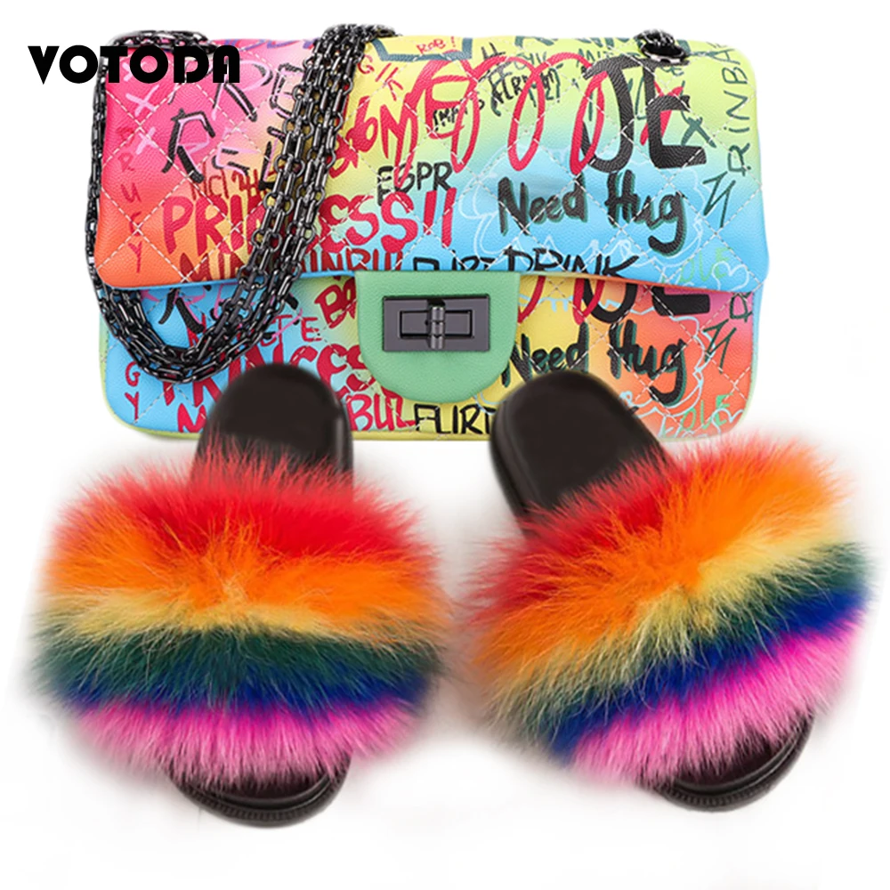 Женские меховые шлепанцы из натурального Лисьего меха женские пушистые Женский