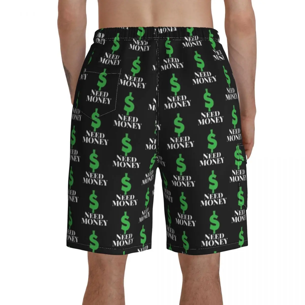 

Dollar Board Shorts Men Beach Swimming Trunks Polyester Funny Swim Trunks