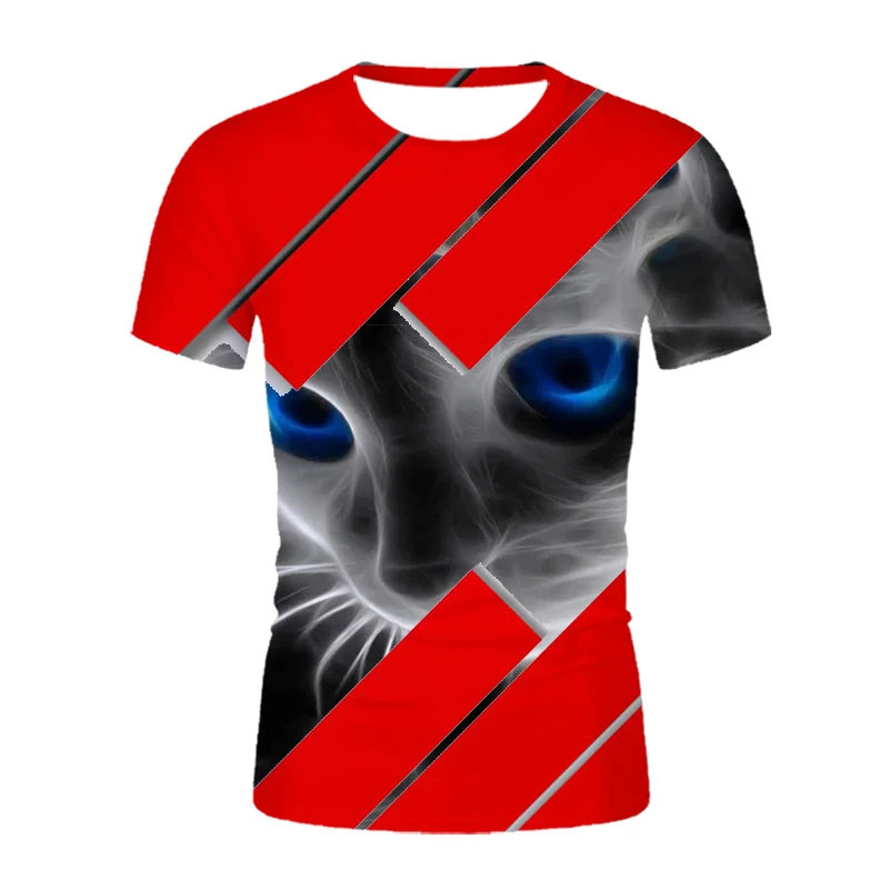 

Summer T-shirt cute cat women t shirt 3D printed geometry graphic t-shirts red tops female casual Short Sleeve T-Shirts unisex