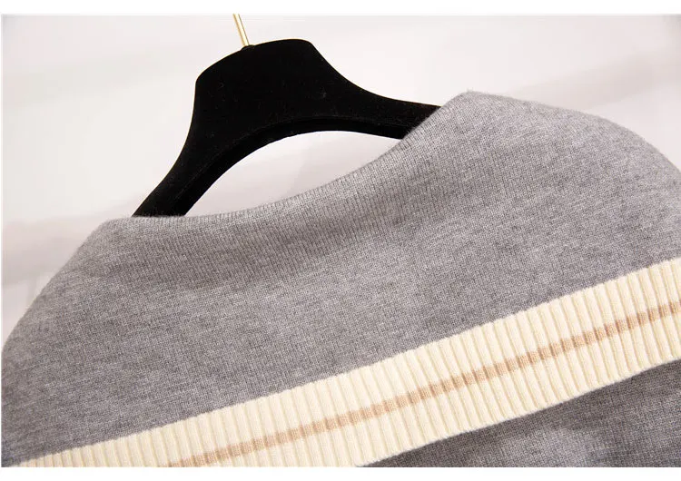 Костюм из двух предметов в стиле преппи вязаная куртка с матросским воротником