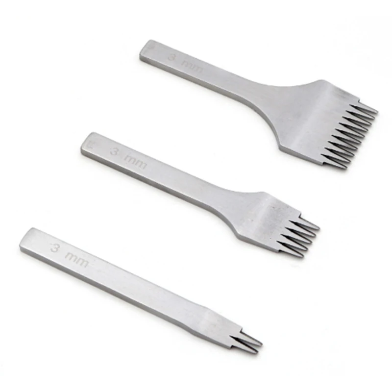

3.0mm Leather Stitching Punch Tool Chisel Leather Perforator Tool Set Craft Polishing Fork Lace Stitching