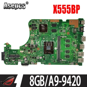 new akemy x555qg laptop motherboard for asus x555q x555b x555bp k555b a555b k555q original mainboard 8gb ram a9 cpu r5 m420 free global shipping