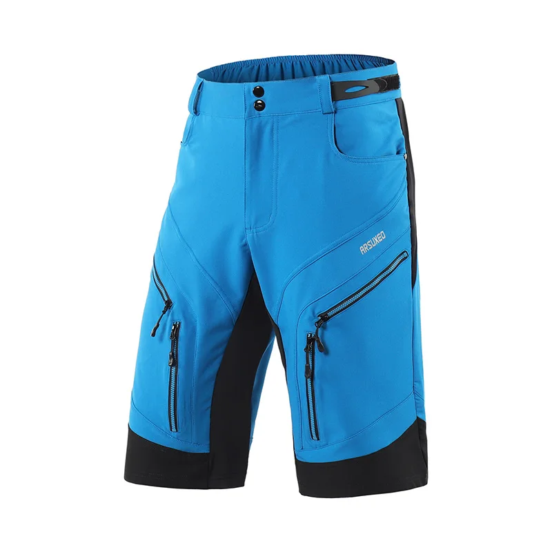 light blue US size ARSUXEO велосипеды мужские велосипедные шорты свободного кроя спортивные MTB шорты для горного велосипеда, для спусков велосипед для триатлона - Цвет: light blue US size