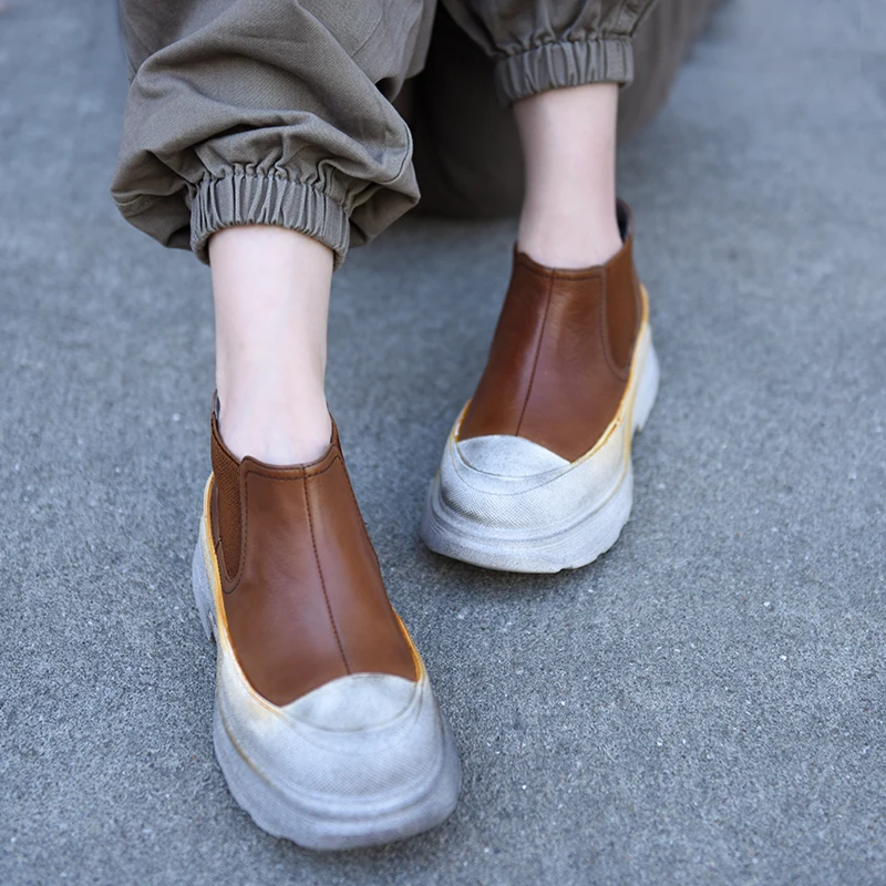 

Женские ботинки челси на платформе Artmu, ботинки из натуральной кожи в стиле панк, осень 2021