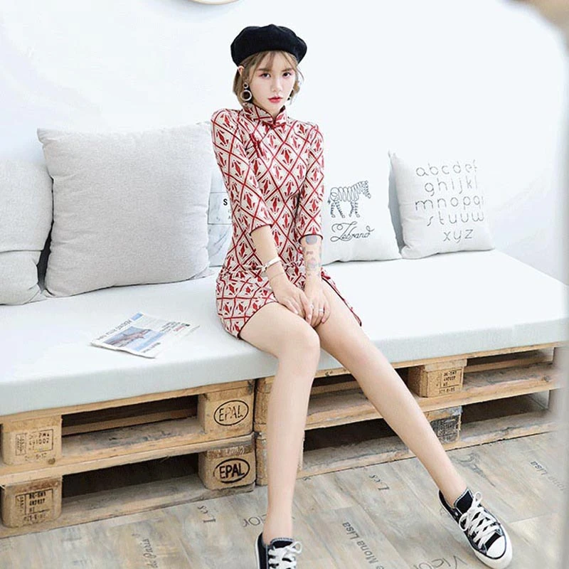 

Chinese Cheongsam Dress Sexy Qipao Party Dresses China Costume Women Vestido Oriental Silk Elegant Girl Womens Clothing