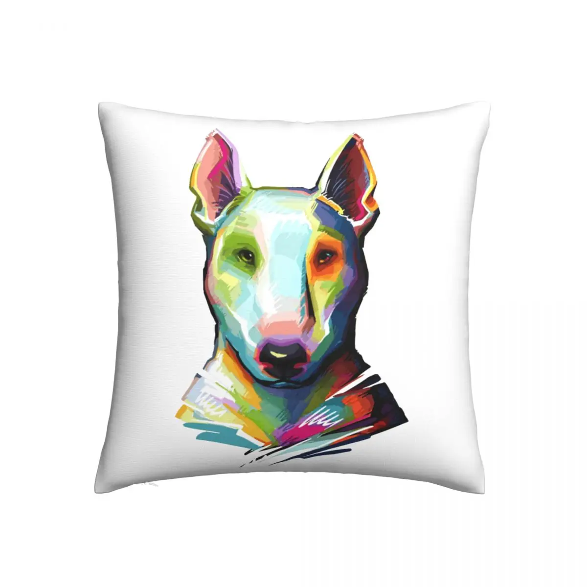 

Чехол для подушки Bull Terrier, чехол для подушки с цветным рисунком Бультерьера, современный чехол для подушки из полиэстера, чехол на молнии для...