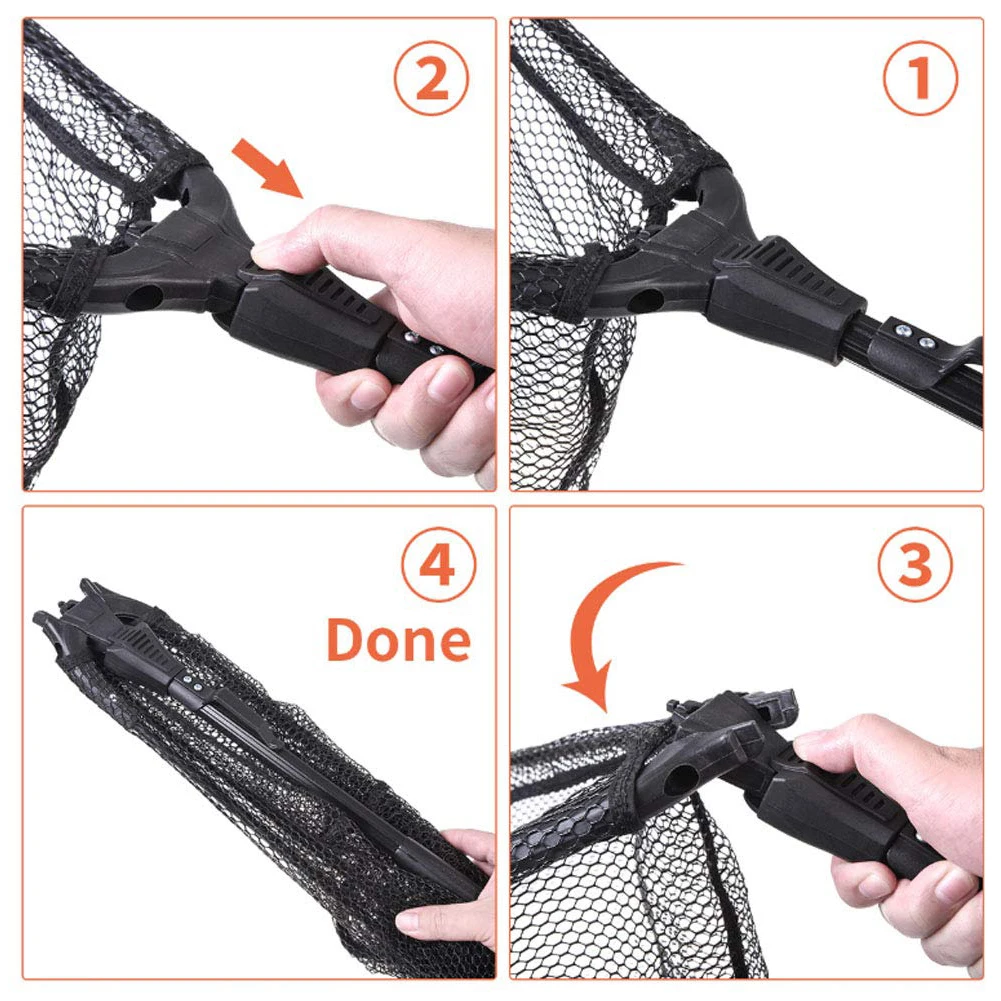 

Retractable Outdoor Fishing Net Fishnet Portable Triangle Net Nylon Foldable Landing Net Fishing Equipment Black For Fly Fishing