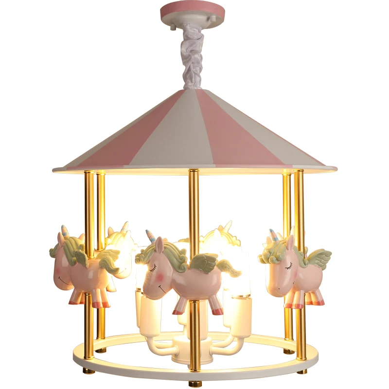 

Children'S Bedroom Led Chandelier Candy Pegasus Cartoon Creative Princess Room Girls Boys Eye Protection Decorative Lamp