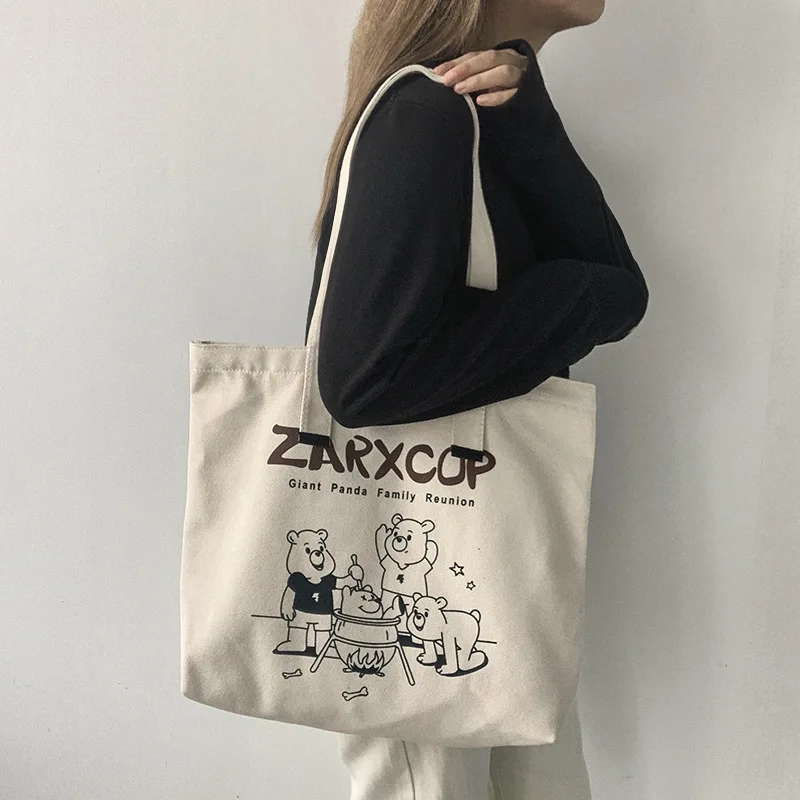 

New High Capacity Canvas Bag For Women In Spring And Summer Shoulder Bags Female Japanese Retro Travel Yoga Student Bag