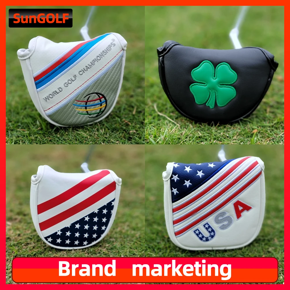 USA Dollar Design Golf Putter Cover,Golf Club Head Covers for Putter PU Leather Square Mallet Putter Headcover