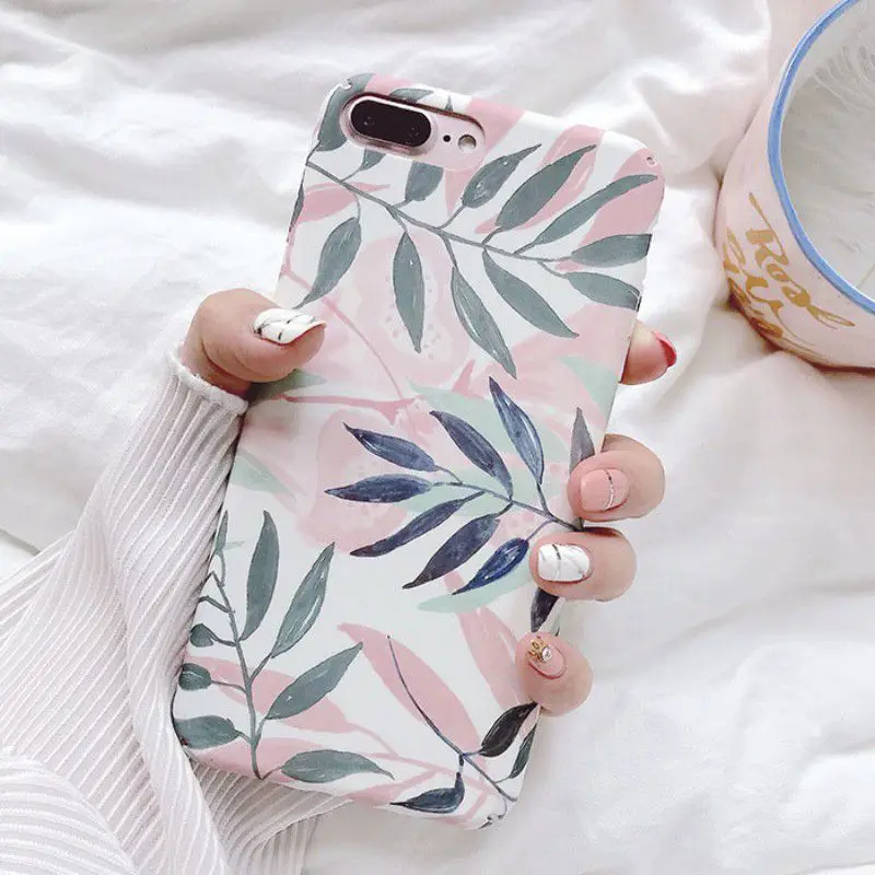 Чехол для телефона из ТПУ с принтом Защитный чехол узором листьев и защитой от