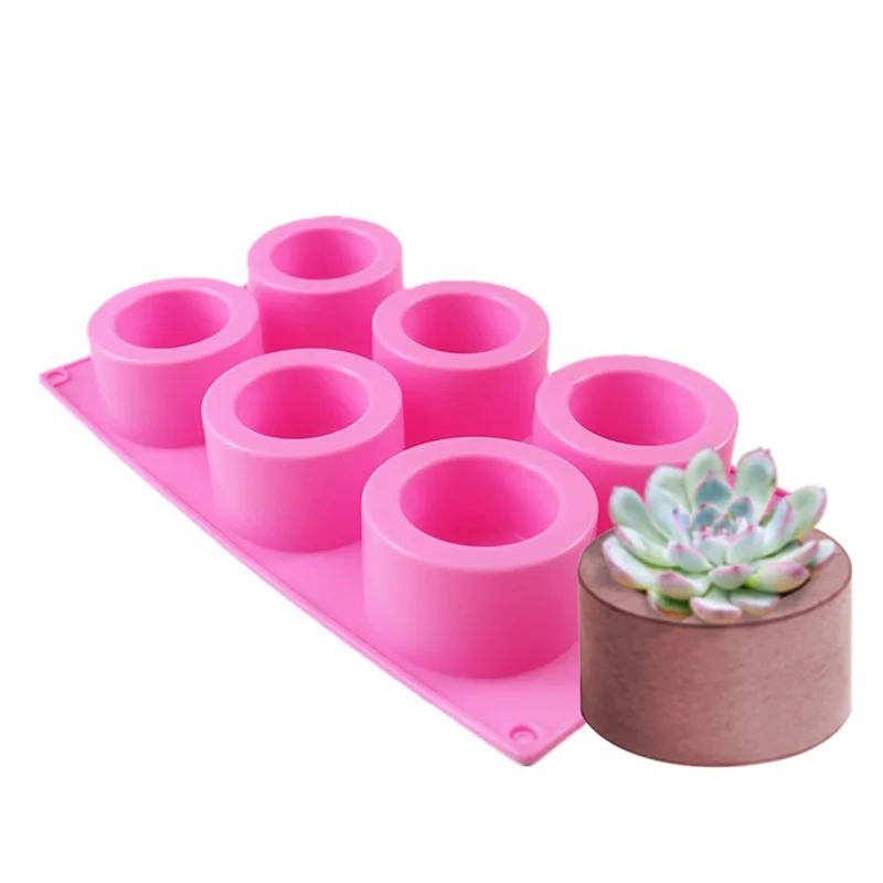 Силиконовые бетонные формы с 6 отверстиями форма для цветочного горшка цемента