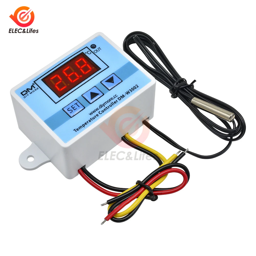 XH-W3002 DC 12V 24V AC 110 V-220 V цифровой светодиодный регулятор температуры ler 10A переключатель управления термостатом с датчиком W3002