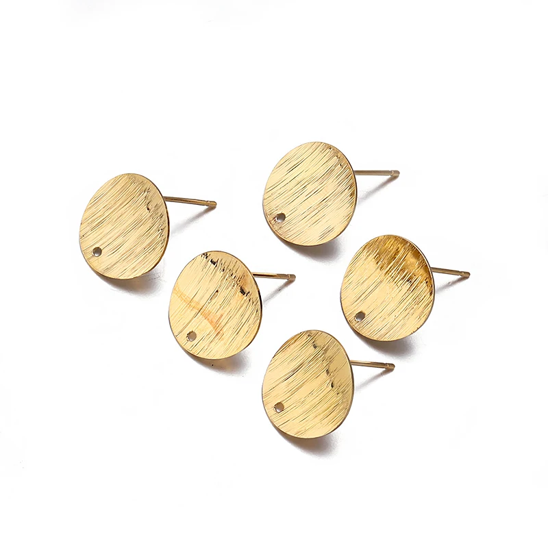 Круглые медные позолоченные серьги-гвоздики 14 мм с отверстием 0 7 13 5 шт.