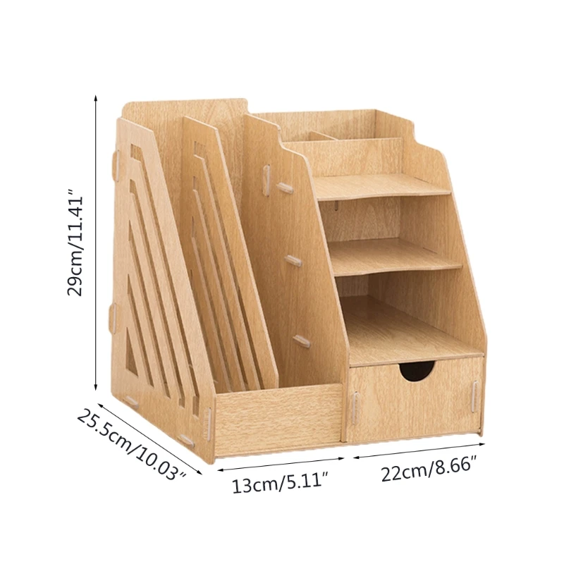

Multi-Functional Office Supplies File Racks Wooden Desktop Organiser Desk Case