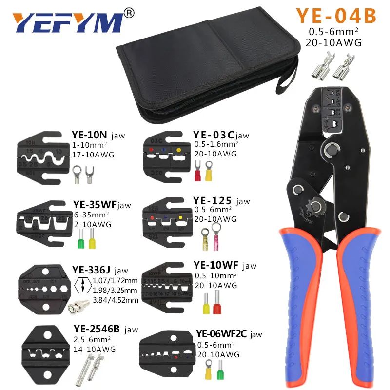 YEFYM YE-04B Crimping Pliers Clamp Cable Tools Plug/tube/insulated/coaxial Terminal Terminals Kit Multi Functional Carbon Steel |