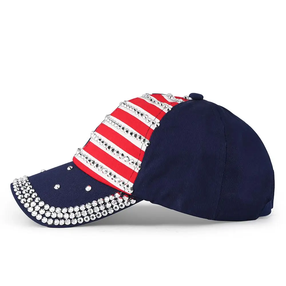 Бейсболка с американским флагом и бриллиантами Мужская кепка в стиле хип хоп