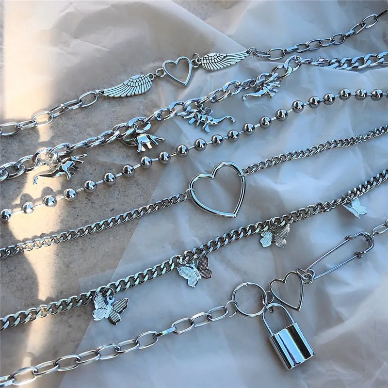 Женское Ожерелье-чокер Kpop из нержавеющей стали массивное ожерелье в форме сердца